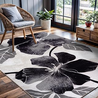 CAMILSON Solana Modern Floral 4x6 Rug Non-Skid (Non-Slip) Rubber Backing Flowers Leaf Soft Non Shedding Easy Cleaning for Living Room Bedroom: Jacquard Weave and Production Notes