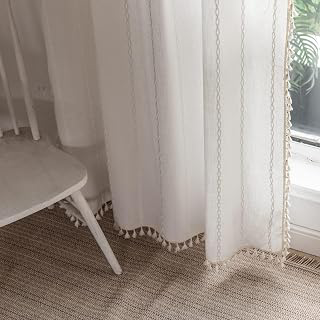 Boho Curtains Semi-Blackout 84 Inch 2 Panels for Living Room, Linen Tassels Farmhouse Curtains with Embroidery for Bedroom Rod Pocket Draperies: Jacquard Weave and Production Notes