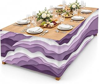 9Ft Table Skirt, Purple Ombre Table Skirt for Rectangle Tables & Round Tables, Decorative Desk Skirts, Modern Geometric Moire Abstract Art Party: Ombre Dyeing and Production Notes