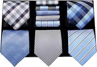 Mens Ties Set 5PCS Collection Tie with Pocket Sqaure Formal Business Necktie Present Box Neckties Set for Men: Jacquard Weave and Production Notes