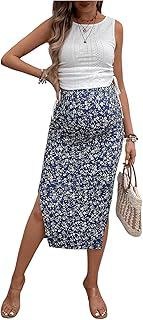 Milumia Women's Maternity Two Piece Set Tank Top and Floral Midi Skirt Sets: OEM Production and Sizing Notes
