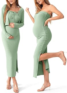 SUNNYBUY Baby Shower Maternity Tube Dress & Cardigan 2 Piece Set: OEM Production and Sizing Notes