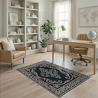 Flatwoven High Traffic Area Rug 4x6, Luxurious Jacquard Embossed Baroque Swirl Textured, Non Slip, Stain Resistant, Washable Area Rugs for: Jacquard Weave and Production Notes