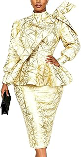 Skirt and Top Set for Women Metallic Jacquard Puff Sleeve 2 Piece Suit Set: Jacquard Weave and Production Notes