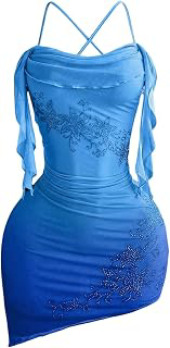 Women's Boho Bodycon Halter Dress Mesh Ruched Sunset Mini Dress: Ombre Dyeing and Production Notes