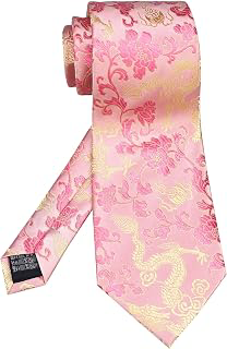 Men's Silk Tie Dragon Peony Embroidery Woven Wedding Formal Neckties Gift 3.54