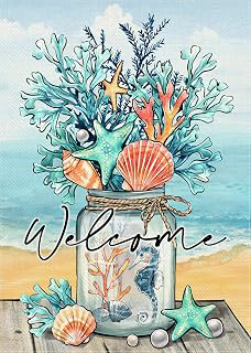 Welcome Summer Mason Jar Decorative Garden Flag, Beach Coastal Coral: Fabric Sourcing and Quality Notes