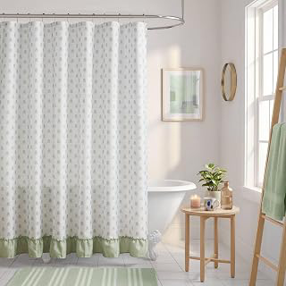Intelligent Design Savanna Shower Curtain for Bathroom, 72 x 72, Green: Jacquard Weave and Production Notes