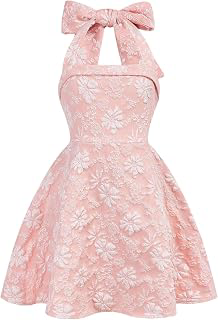 Girl's Cute Bow Halter Dress Jacquard A Line Short Party Dresses: Jacquard Weave and Production Notes