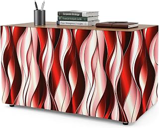 8Ft Table Skirt, Red Striped Ombre Table Skirt for Rectangle Tables & Round Tables, Decorative Desk Skirts, Modern Red Moire Geometric Party: Ombre Dyeing and Production Notes