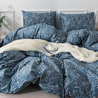 HoneiLife Duvet Cover Queen Size - 100% Cotton Comforter Cover Floral Duvet Cover Sets, Breathable Bedlinen Set with Zipper Closure & Corner: Jacquard Weave and Production Notes