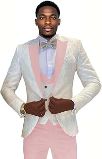 Mens Suit Formal Suit for Men Wedding Tuxedo 3 Piece Floral Jacquard Jacket Pants Vest Men Party Blazer: Jacquard Weave and Production Notes