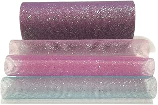 Lauthen.S Rainbow Glitter Tulle Rolls, Decorative Tulle Fabric Roll 6