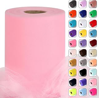 Light Pink Tulle Fabric Rolls 6 Inch by 100 Yards (300 feet) Large Tulle Ribbon for Gift Wrapping Sheer Fabric for DIY Tutu Skirt Baby Shower: Ombre Dyeing and Production Notes