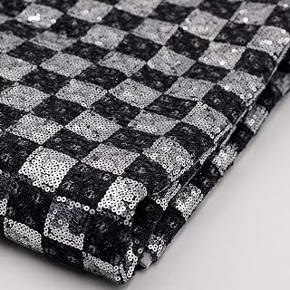 Sequin Checkered Denim Fabric - 10 Oz, 59