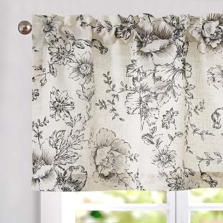 Vangao Floral Valances for Windows Alice Black W50 X 16L 1 Panel: Print Design and Production Notes