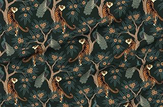 Spoonflower Fabric Tiger Chinoiserie Bengal on Upholstery Velvet: Fabric Sourcing and Quality Notes