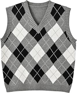 Women's Sweater Vest,Y2K Sleeveless Pattern Preppy Style Knitted Crop Tank Top for Girl: Jacquard Weave and Production Notes