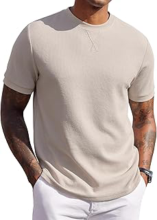 Men's Waffle T-Shirts Short Sleeve Casual Crew Neck Shirt Summer Plain Pullover Tees: OEM Production and Sizing Notes