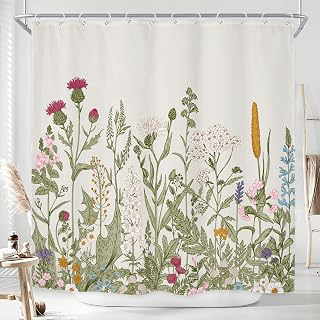Wildflower Botanical Floral Flower Plant Herbs Bathroom Shower Curtain Set: Print Design and Production Notes