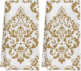 2 Pack Hand Towels White and Gold Damask Floral Kitchen Towels Absorbent Decorative Towel Set for Drying,Cleaning,Cooking,Bathroom,Holiday 16x24: Print Design and Production Notes
