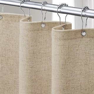 Linen Shower Curtain Flax Tan Boho Farmhouse 72