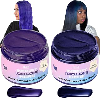 INH Hair Dye Set - Amethyst Dark Purple & Royal Sapphire Dark Blue Semi Permanent Hair Color Duo, Vegan Color Depositing Conditioner, Ammonia &: Ombre Dyeing and Production Notes