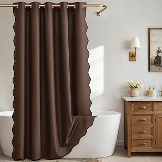 Furlinic No Hook Shower Curtain Scalloped Brown 72 Inch Waterproof Long: Ombre Dyeing and Production Notes