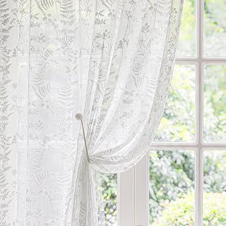 Ivory White 3D Floral Semi Sheer Curtains, 52W x 84L, 2 Panels: Print Design and Production Notes