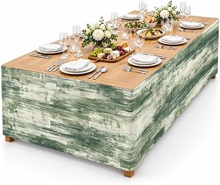 9Ft Table Skirt, Sage Green Ombre Table Skirt for Rectangle Tables & Round Tables, Decorative Desk Skirts, Gradient Abstract Art Vintage Party: Ombre Dyeing and Production Notes
