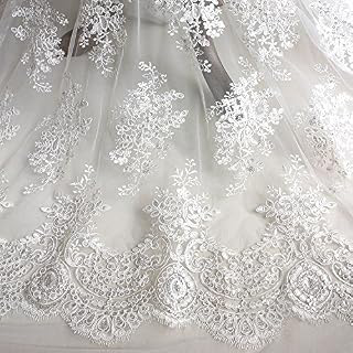 IRIZ Ivory White Botanical Brach Sequins Embroidery Floral Lace Fabric Wedding Lace Bridal Dress Fabric by The Yard: Fabric Sourcing and Quality Notes