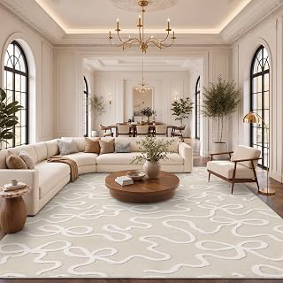Garvee Modern Bow Rug 8x10 Washable Beige Area Rug for Living Room Bedroom: Jacquard Weave and Production Notes