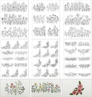 Flower Water Soluble Embroidery Patterns, 6 Sheets 48 Pcs Stick and Stitch Embroidery Papers, Wash Away Pre-Printed Floral Pattern Transfers: Print Design and Production Notes