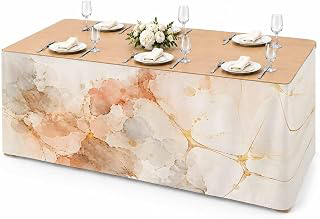 9Ft Table Skirt, Orange Ombre Marble Table Skirt for Rectangle Tables & Round Tables, Decorative Desk Skirts, Ink Painting Art Abstract Modern: Ombre Dyeing and Production Notes