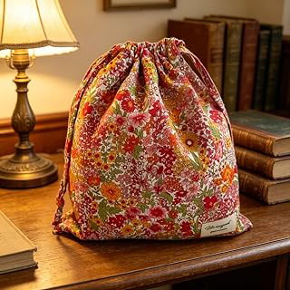 Floral Drawstring Storage Bag,Lightweight Cosmetic Pouch,Cute Floral Toiletry Bag,Multifunctional Organizer Bag for: Print Design and Production Notes