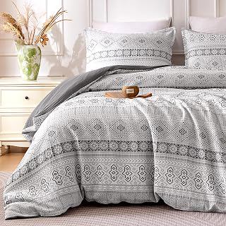 SLEEP ZONE Boho Duvet Cover Set Twin, 2 Pieces, Soft Jacquard, Gray: Jacquard Weave and Production Notes