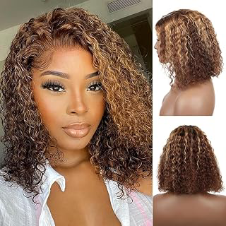 Ombre Glueless Wigs Human Hair Pre Plucked Pre Cut Curly Bob Wig 12inch: Ombre Dyeing and Production Notes