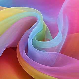 BBTO 16 Feet by 54 Inch Organza Voile Dress Fabric Fancy Costumes Decorations (Rainbow Color): Ombre Dyeing and Production Notes