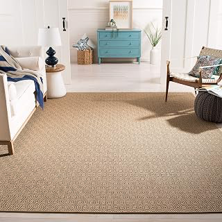 SAFAVIEH Area Rug 8x10 - Palm Beach Collection - Large - Natural & Black, Sisal Jacquard Weave, Ideal for Living Room, Bedroom, Office, Dining: Jacquard Weave and Production Notes