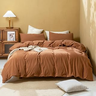 FOSSA Duvet Cover Set 100% Washed Cotton Linen Feel Queen: Jacquard Weave and Production Notes