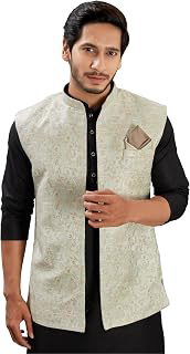 Indian Traditional Jacquard Open Waistcoat Weddings & Festive Occasions Nehru Jacket For Men: Jacquard Weave and Production Notes