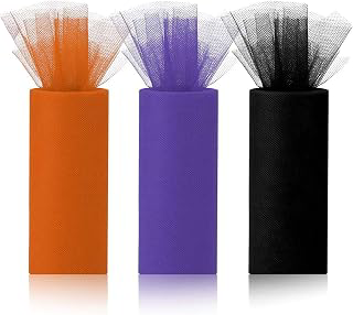 Halloween Tulle Rolls with Orange Black Purple Fabric Bolt Spool for Wedding Tutu Table Skirt DIY Crafting Favors Pew Bow Banquet Party Decor (6: Ombre Dyeing and Production Notes
