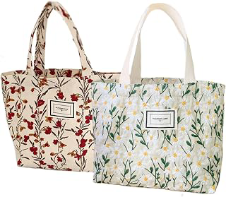 Kovewon 2PCS Small Tote Bag for Women Mini Canvas Embroidered Daisy Book Tote Bag Cute Corduroy Aesthetic Floral Reusable Bags for Grocery: Print Design and Production Notes