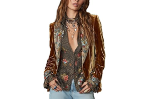 Women Tapestry Brown Jacket Open Front Vintage Boho Suit Jackets for Women: Jacquard Weave and Production Notes
