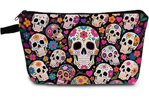 Floral Skull Print Small Cosmetic Bag -2: Print Design and Production Notes