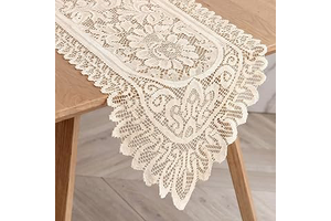 2PCS 13x44 Beige Lace Table Runner, Dresser Scarf Doily for Decor: Ombre Dyeing and Production Notes