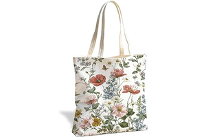 Flower Canvas Tote Bag, Cute Reusable Shoulder Bag for Shopping Travel: Print Design and Production Notes