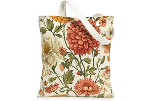 Spring Dahlia Flower Canvas Tote Bag for Shopping 13x15, Vintage Wildflower Florals Reusable Grocery Print Bag for Women, Aesthetic Aesthetic: Print Design and Production Notes