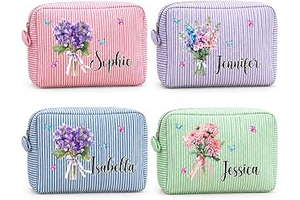 Wrappiness Custom Birth Month Flower Makeup Bag, Women Cosmetic Pouch Gift: Print Design and Production Notes