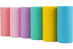 MEEDEE Pastel Tulle Ribbon 6 Rolls Tulle Fabric Spool Ribbon, 6 inch by 25 Yards/Spool, Perfect for Tutus DIY Wedding Table Skirt Rainbow Party: Ombre Dyeing and Production Notes